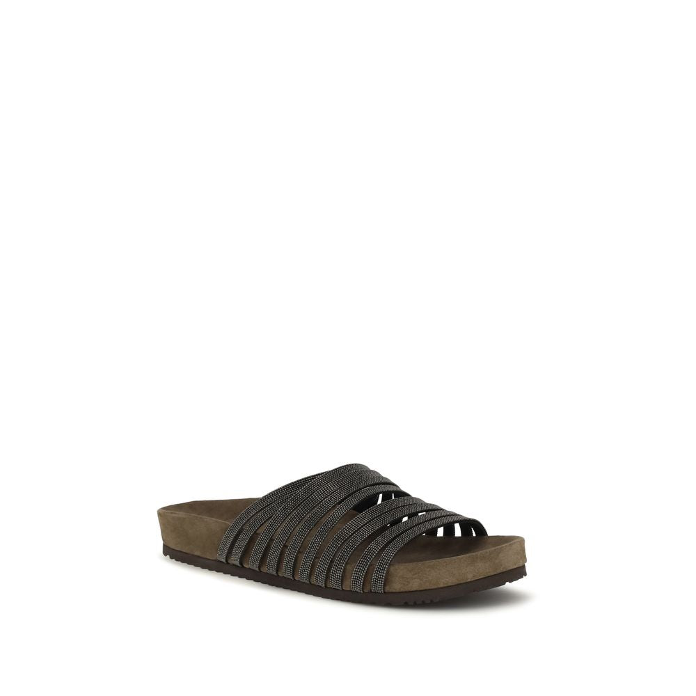Brunello Cucinelli Schwarze Bos Taurus Kalbsleder-Sandalen-2