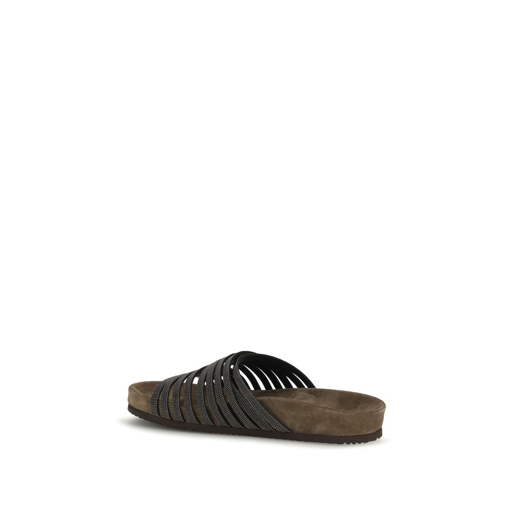 Brunello Cucinelli Schwarze Bos Taurus Kalbsleder-Sandalen-3