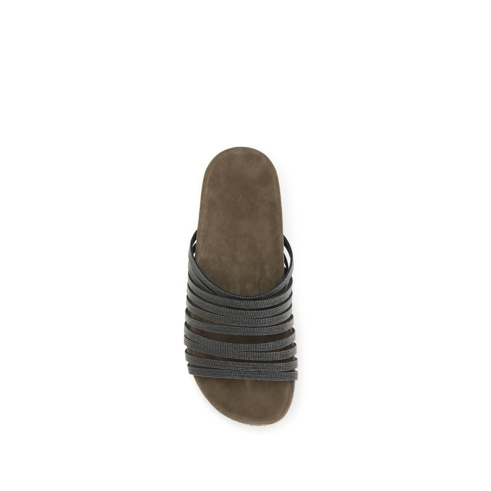 Brunello Cucinelli Schwarze Bos Taurus Kalbsleder-Sandalen-4
