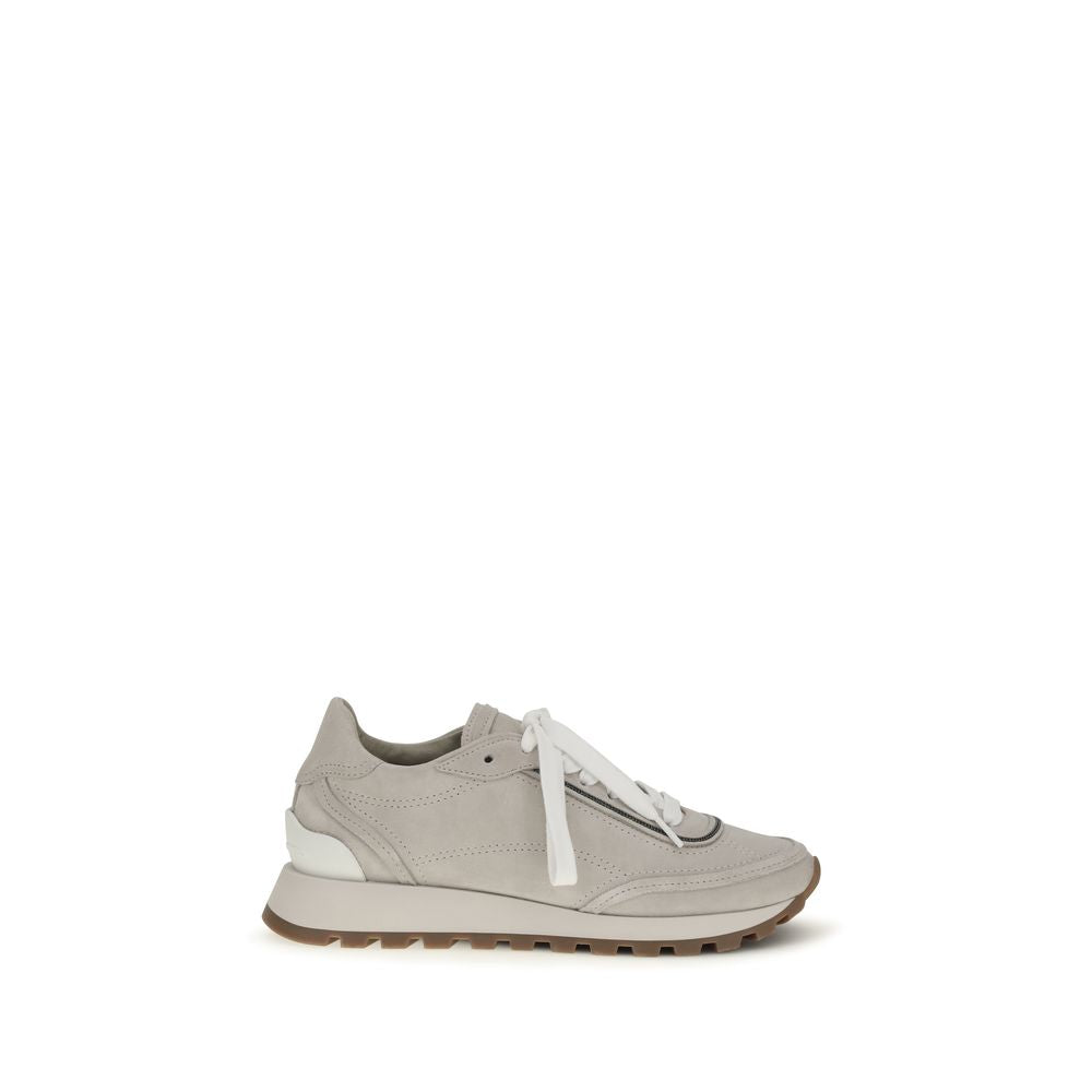 Brunello Cucinelli Graue Kalbsleder Bos Taurus Athletic Sneaker-1