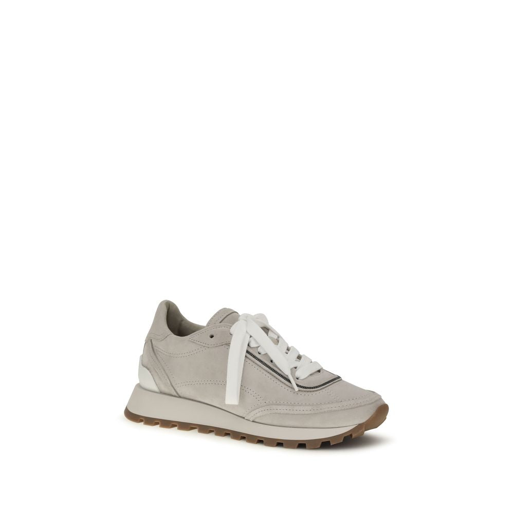 Brunello Cucinelli Graue Kalbsleder Bos Taurus Athletic Sneaker-2