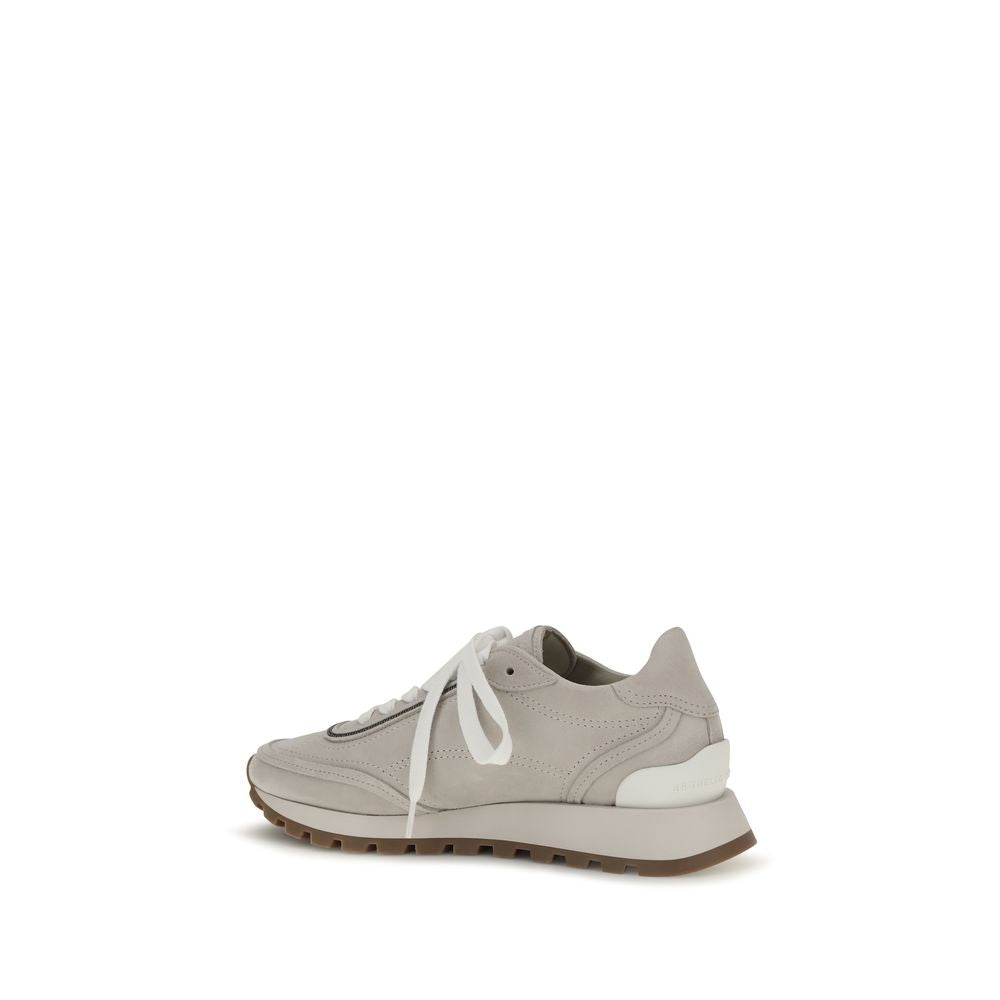 Brunello Cucinelli Graue Kalbsleder Bos Taurus Athletic Sneaker-3