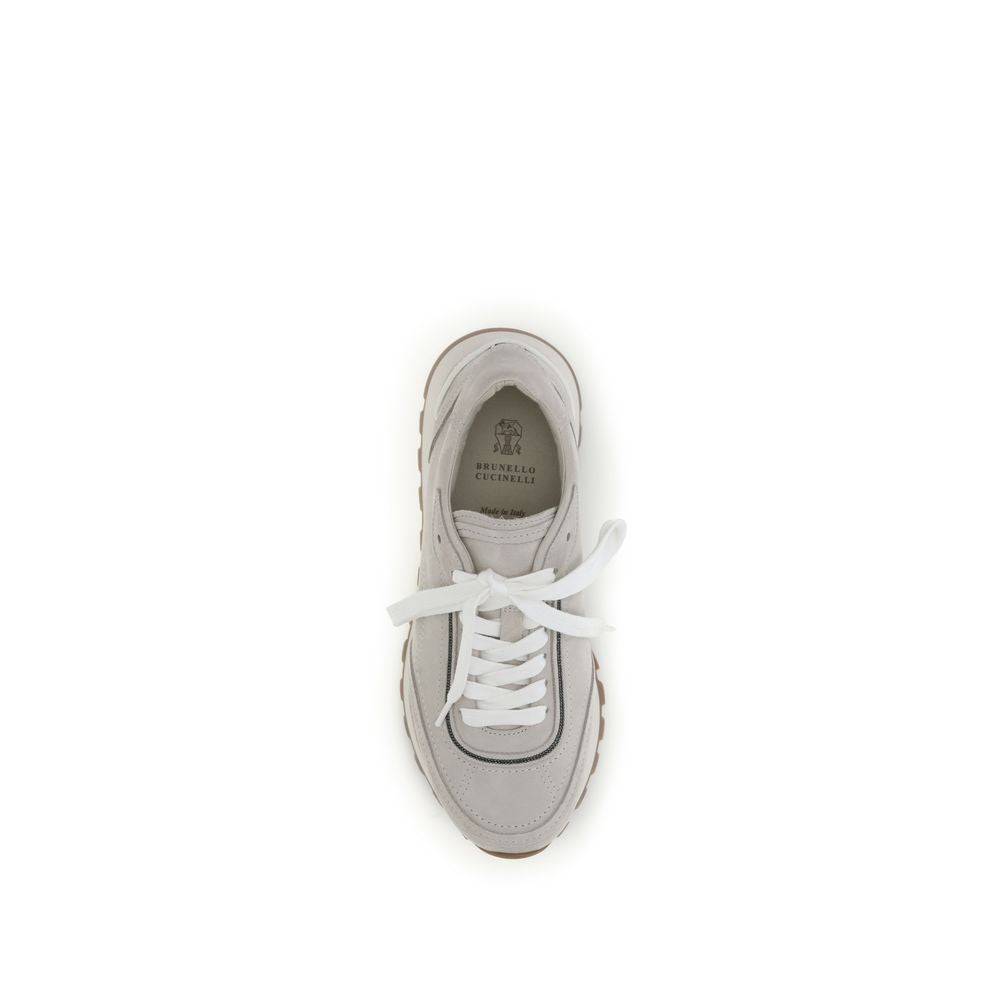 Brunello Cucinelli Graue Kalbsleder Bos Taurus Athletic Sneaker-4