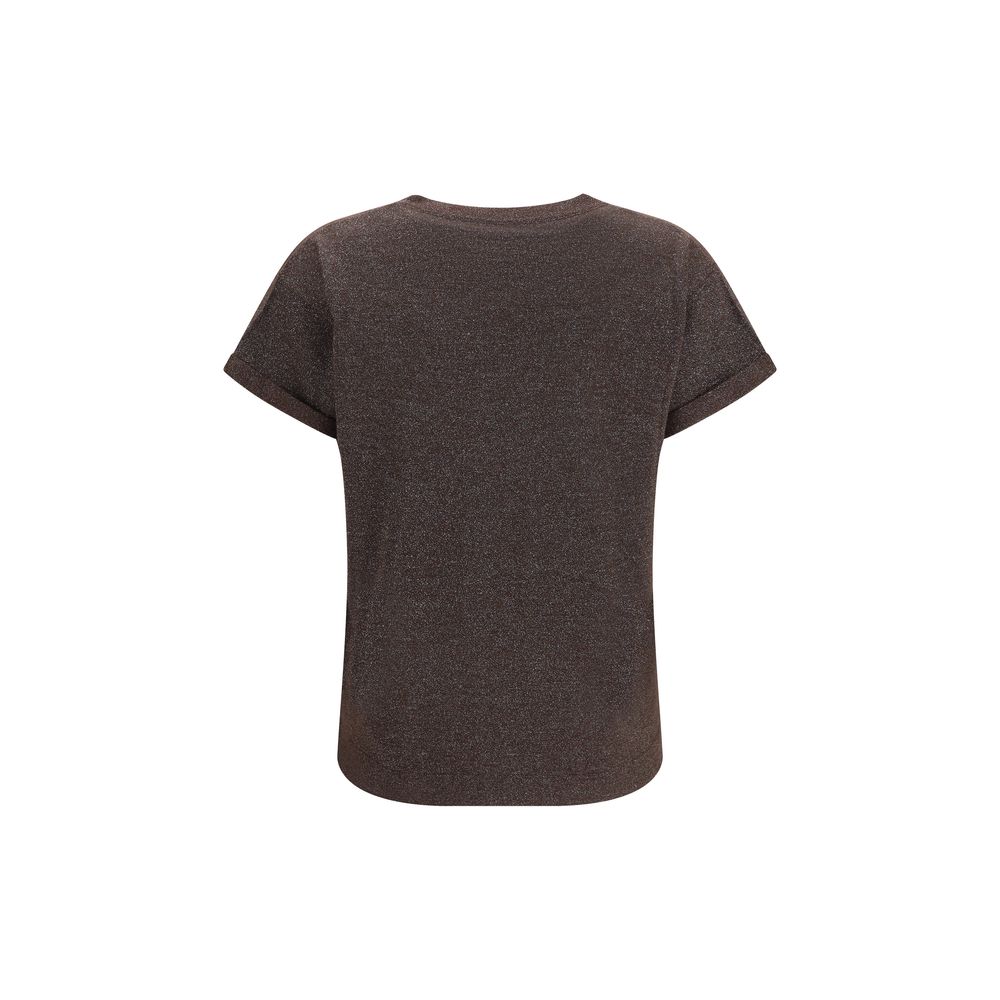 Brunello Cucinelli Braunes Nylon-T-Shirt-2