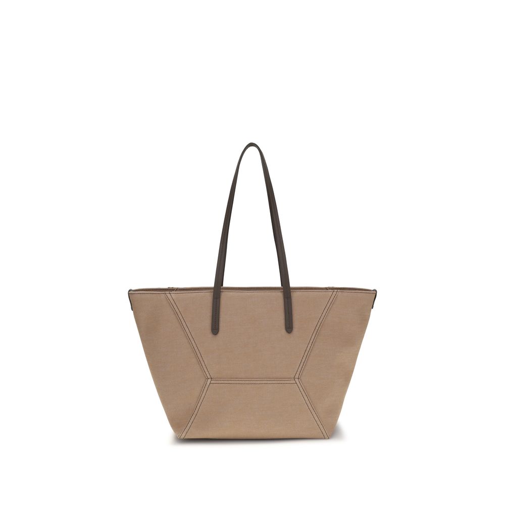 Brunello Cucinelli Beige Cotton Handbag-1