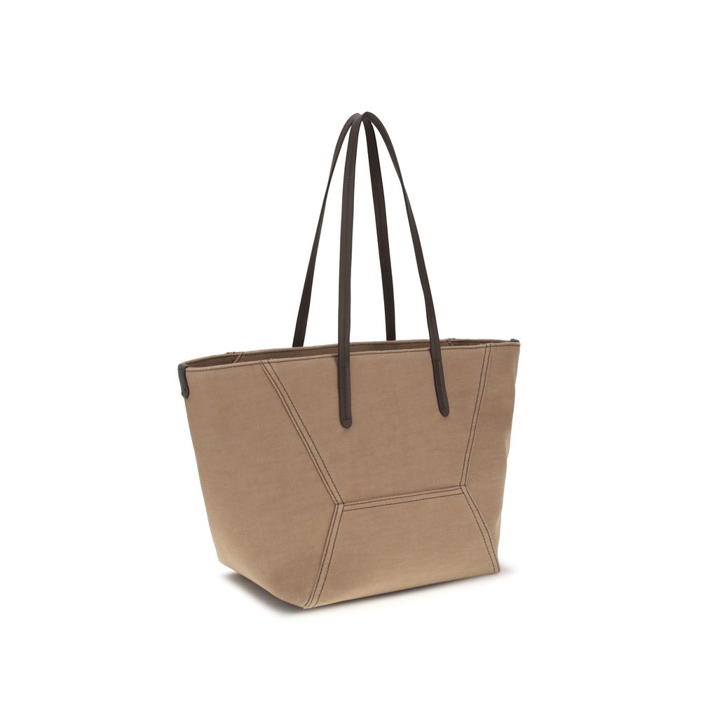 Brunello Cucinelli Beige Cotton Handbag-2