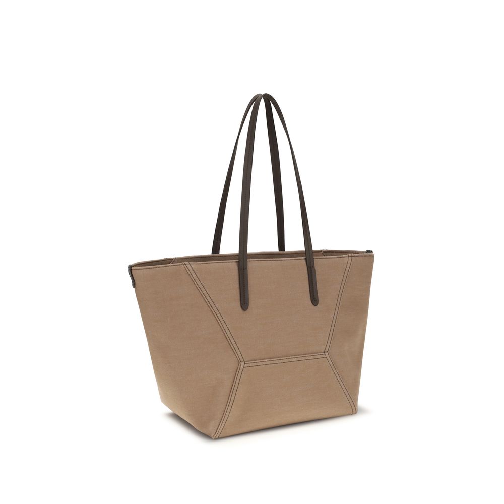 Brunello Cucinelli Beige Cotton Handbag-3