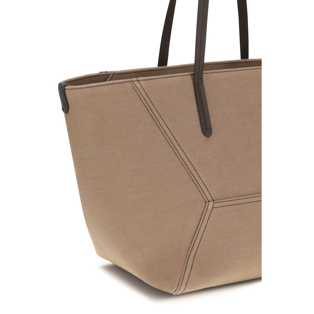 Brunello Cucinelli Beige Cotton Handbag-4