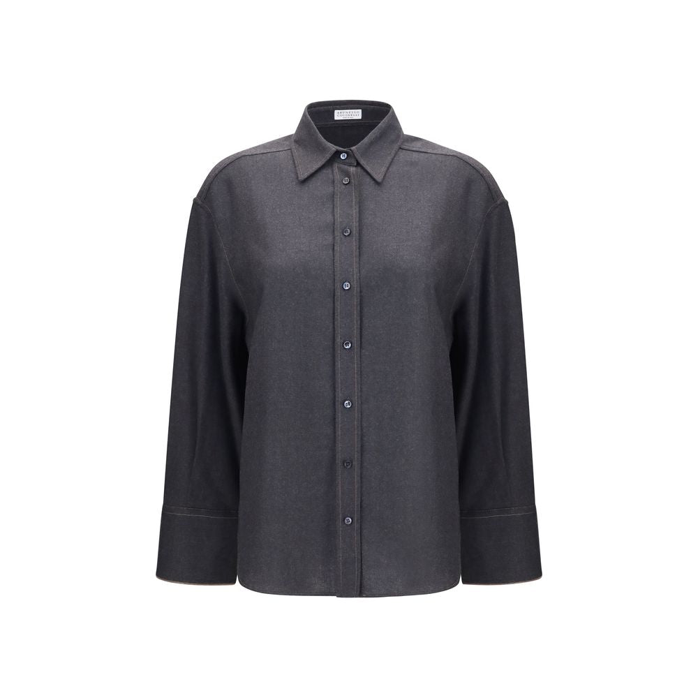 Brunello Cucinelli Graues Wollhemd Oves Aries-1