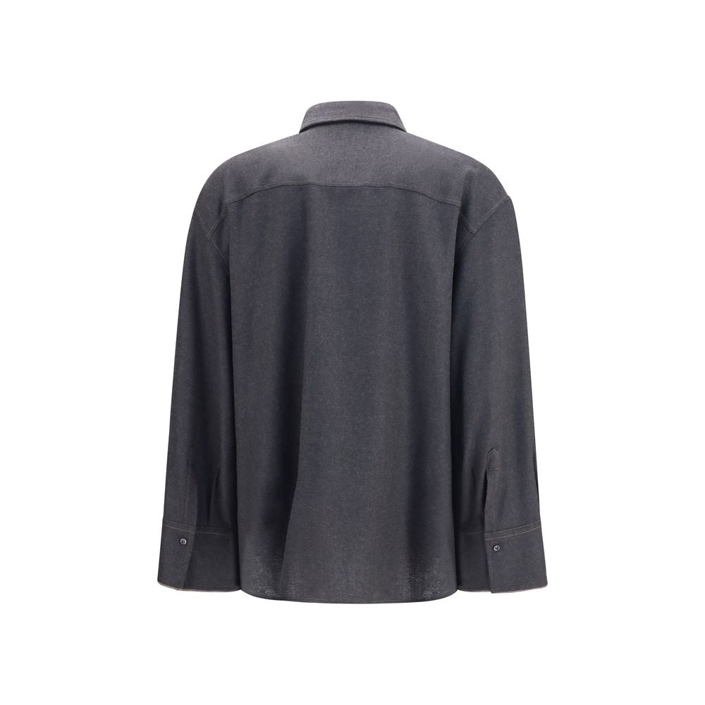Brunello Cucinelli Graues Wollhemd Oves Aries-2