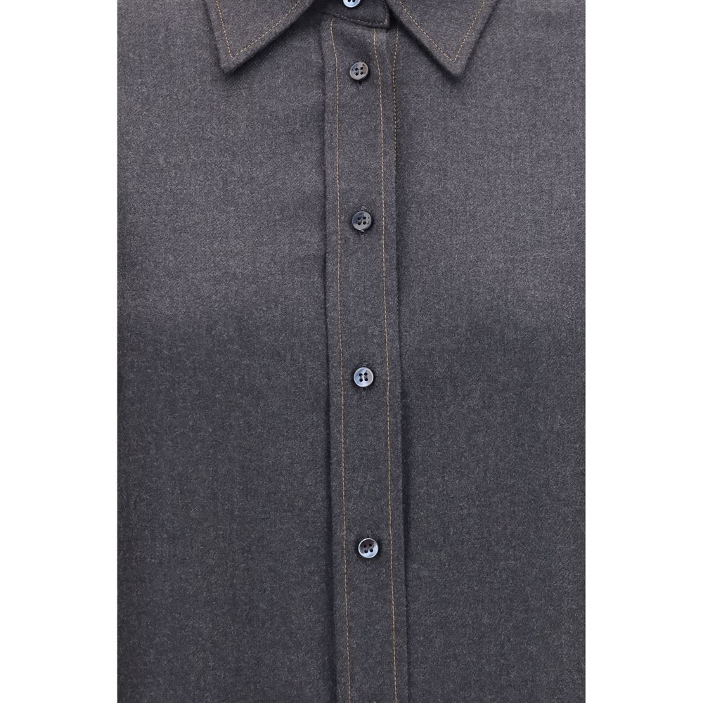 Brunello Cucinelli Graues Wollhemd Oves Aries-3