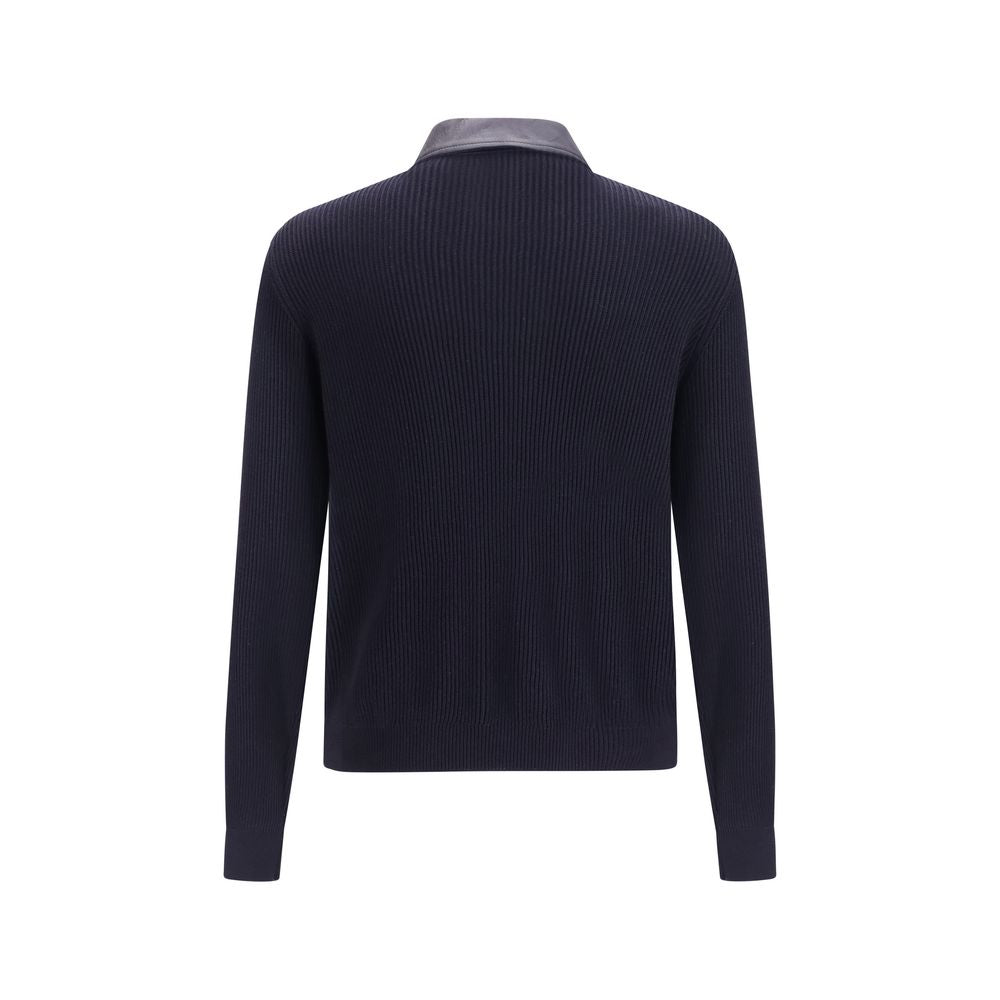 Brunello Cucinelli Blaue Kalbslederjacke Bos Taurus-2