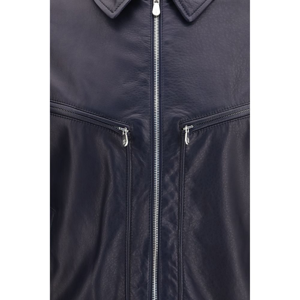 Brunello Cucinelli Blaue Kalbslederjacke Bos Taurus-3