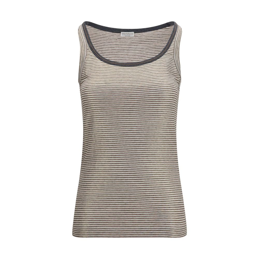 Brunello Cucinelli Beige Leinen-Tanktops