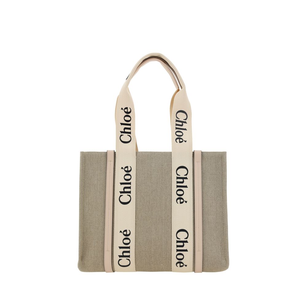 Chloé Beige Leinen Handtasche-1