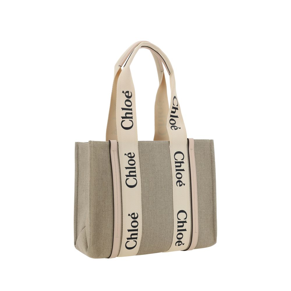 Chloé Beige Leinen Handtasche-3