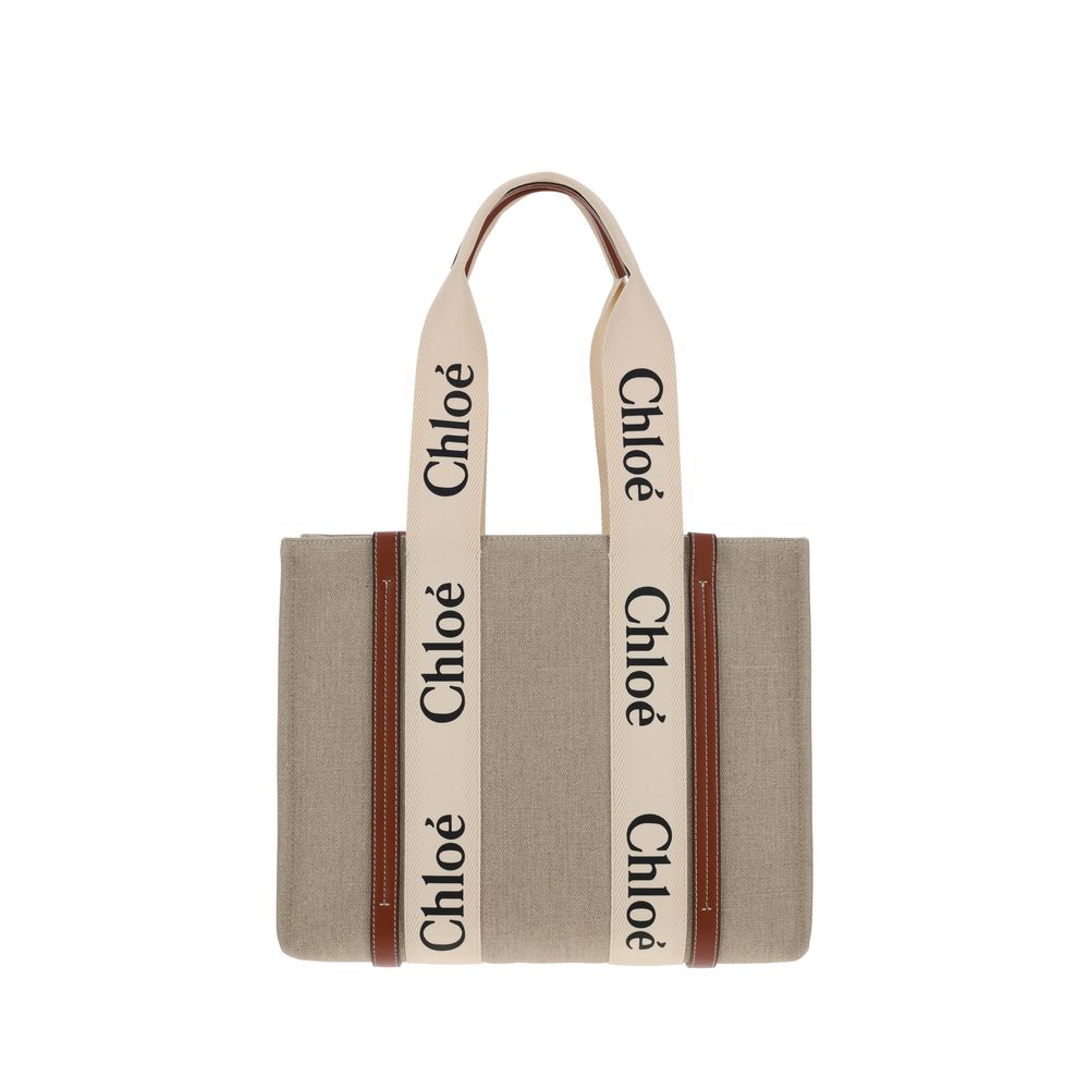 Chloé Beige Leinen Handtasche-1