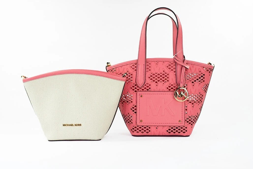 Michael Kors Kimber Small Tea Rose Leather 2-in-1 Zip Tote Shoulder Bag-3