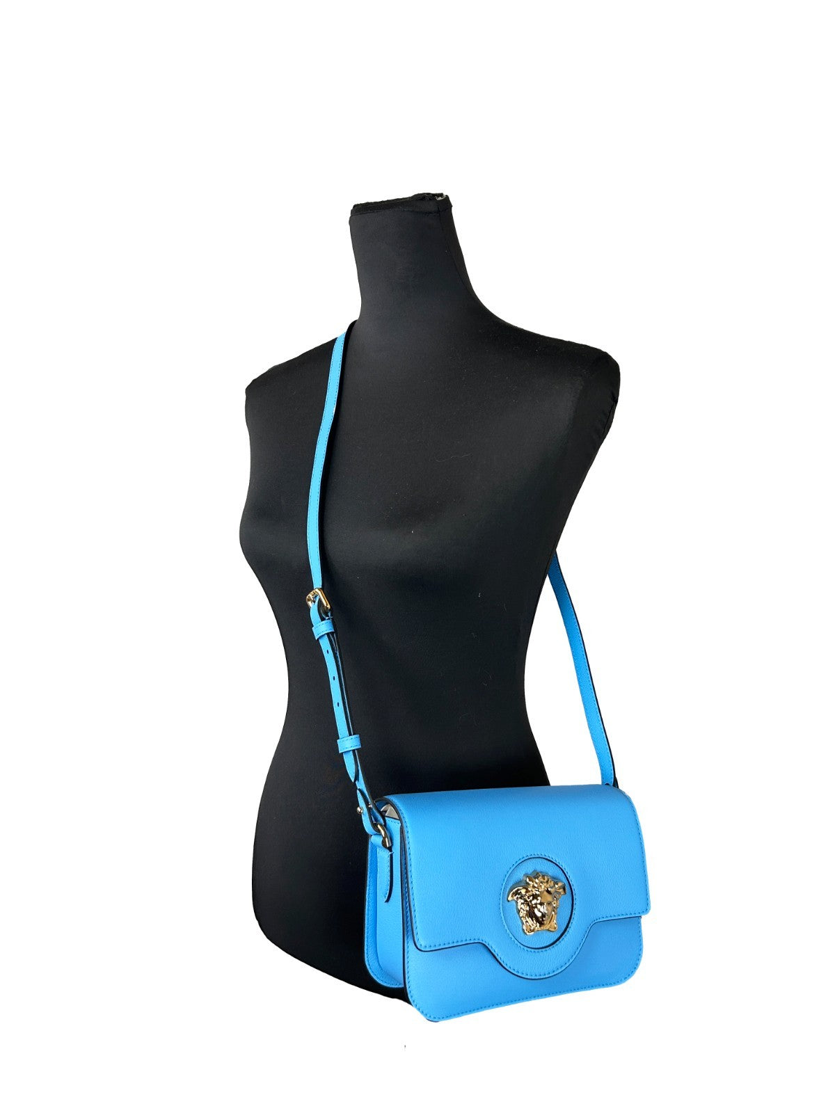 Versace La Medusa blue leather shoulder bag-4