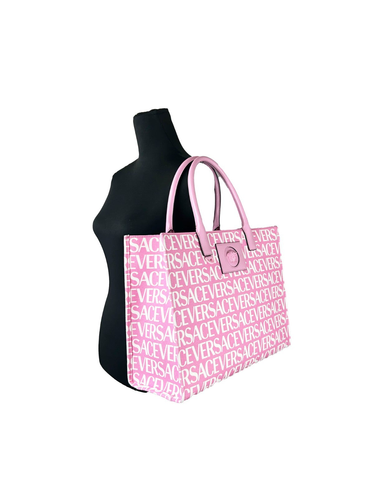 Versace Medusa Large Canvas Shopper Bag Baby Pink-4