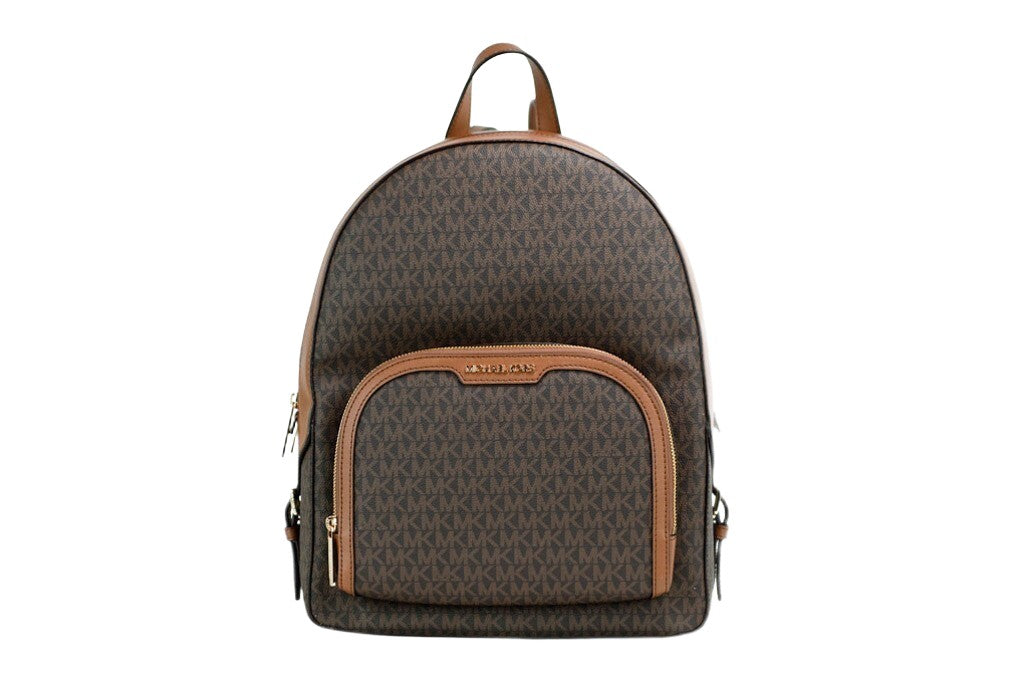 Michael Kors Jaycee Große braune Signature PVC Schultertasche Rucksack Bookbag-1