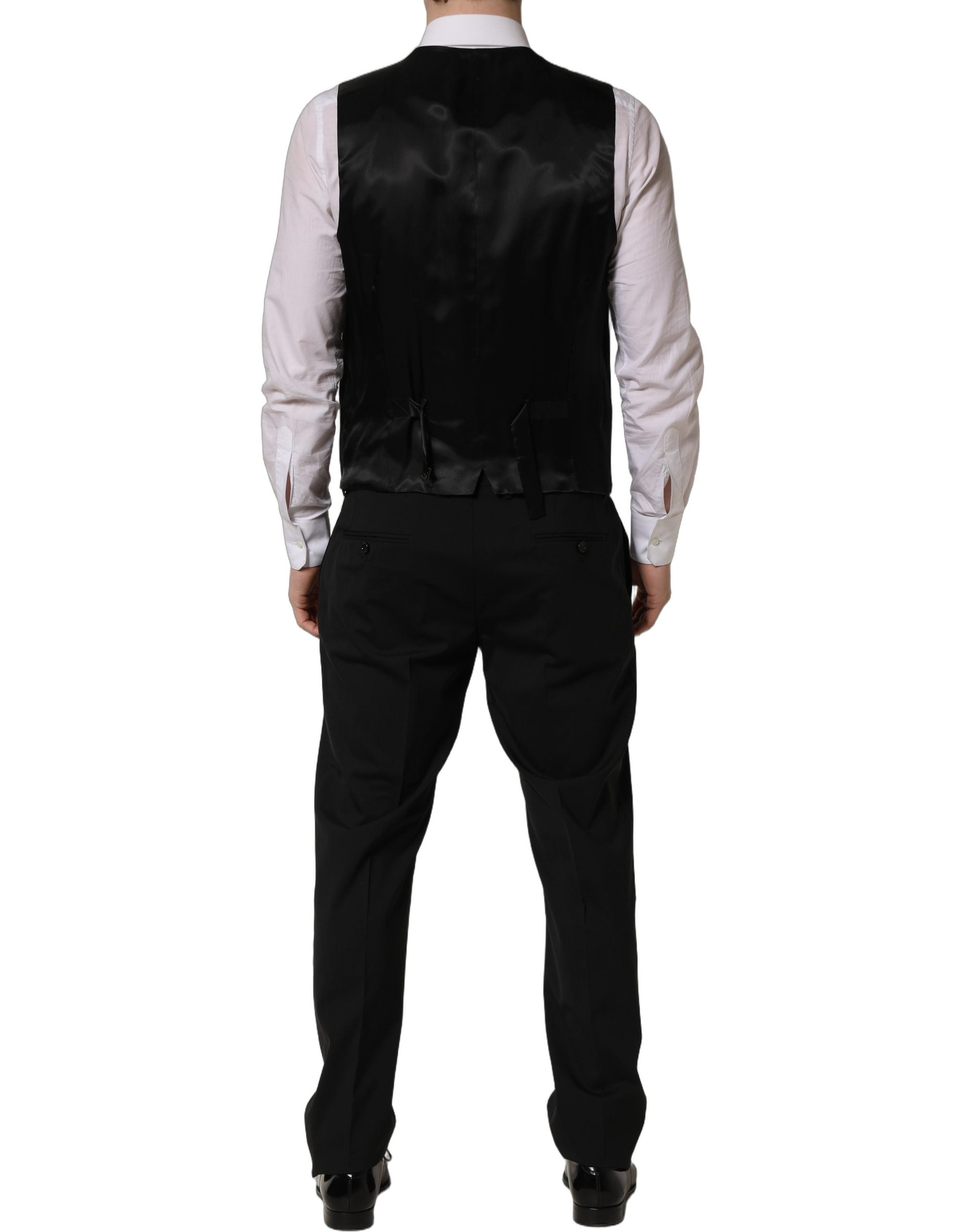 Dolce & Gabbana Schwarzer Woll-Anzug im Slim Fit-Stil, 3-teilig für Herren-1