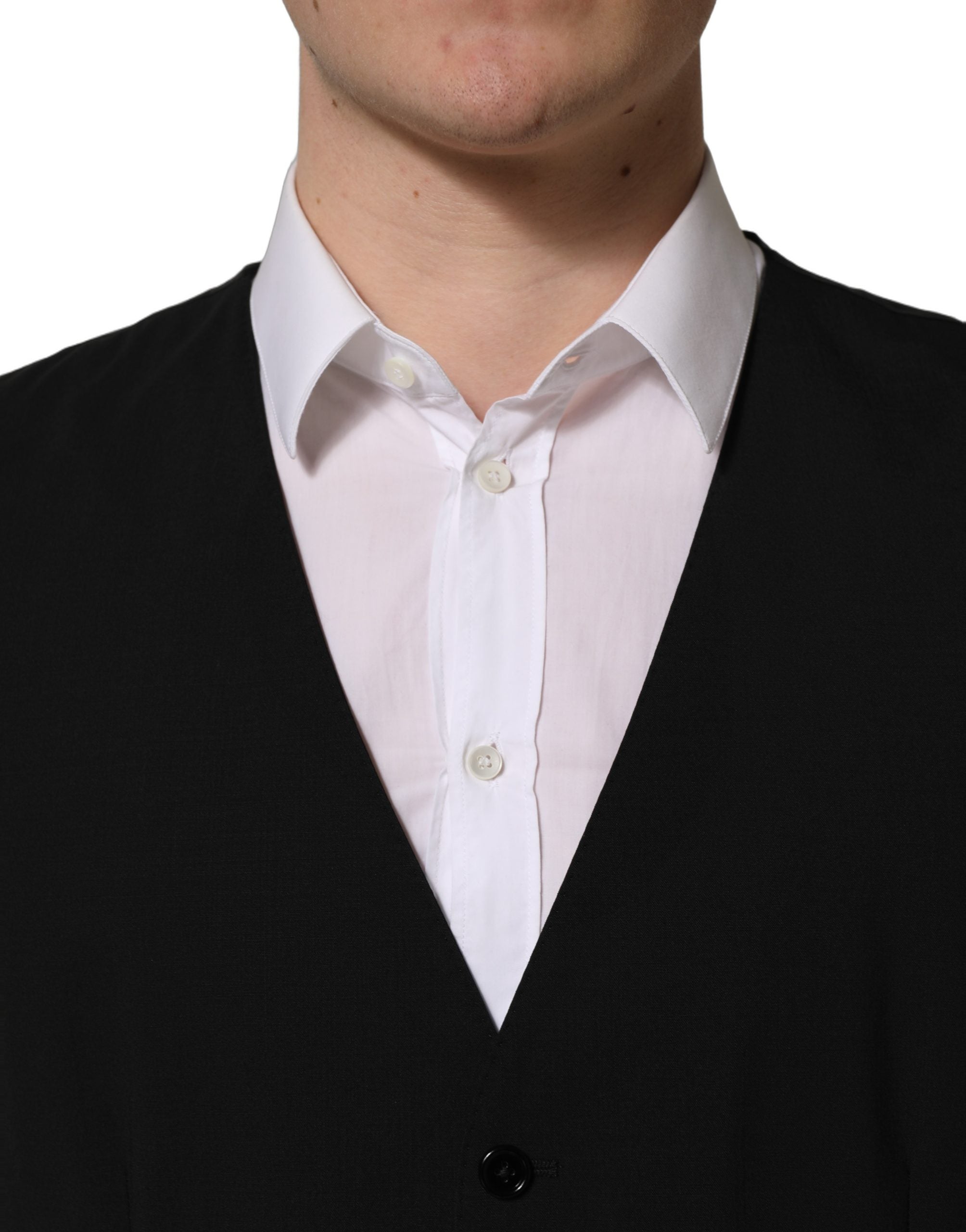 Dolce & Gabbana Schwarzer Woll-Anzug im Slim Fit-Stil, 3-teilig für Herren-2