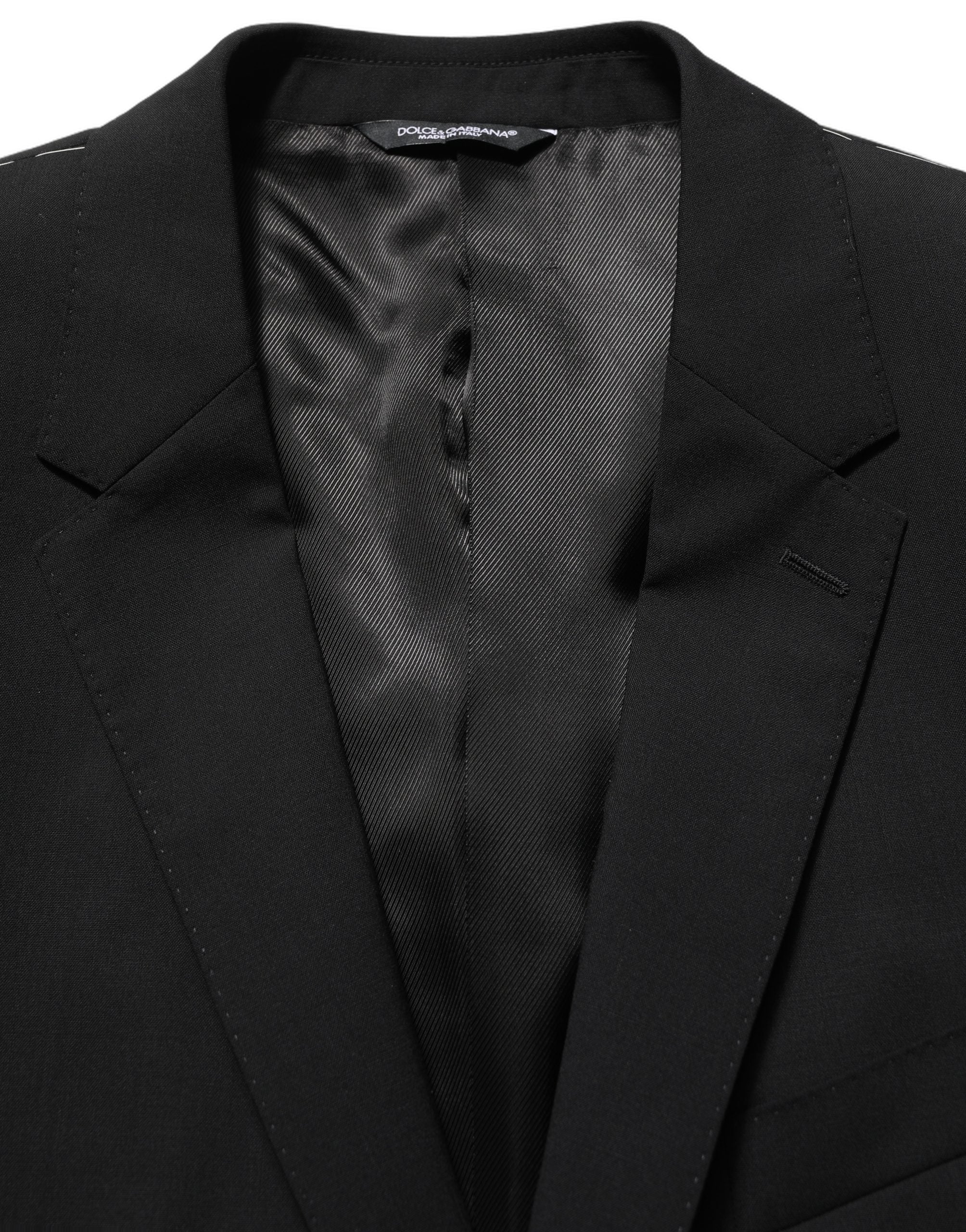 Dolce & Gabbana Schwarzer Woll-Anzug im Slim Fit-Stil, 3-teilig für Herren-3