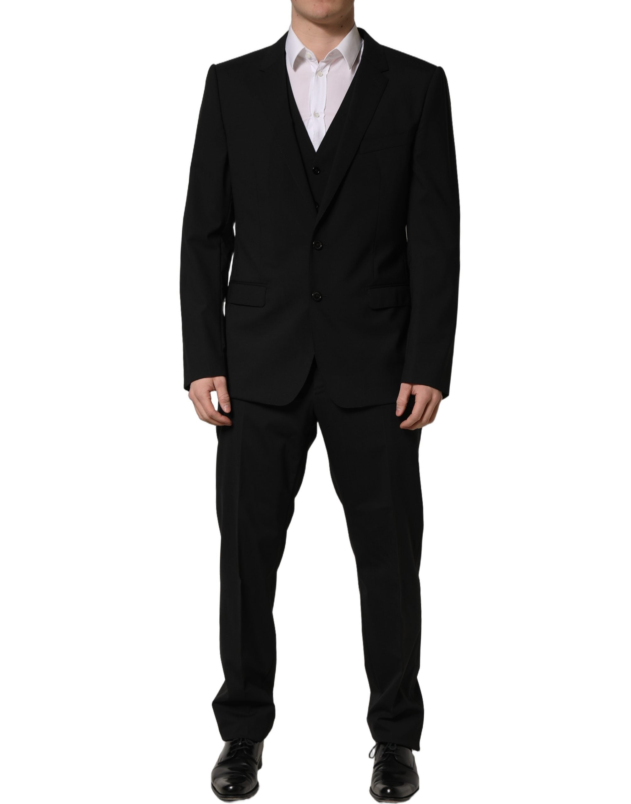 Dolce & Gabbana Schwarzer Woll-Anzug im Slim Fit-Stil, 3-teilig für Herren-6
