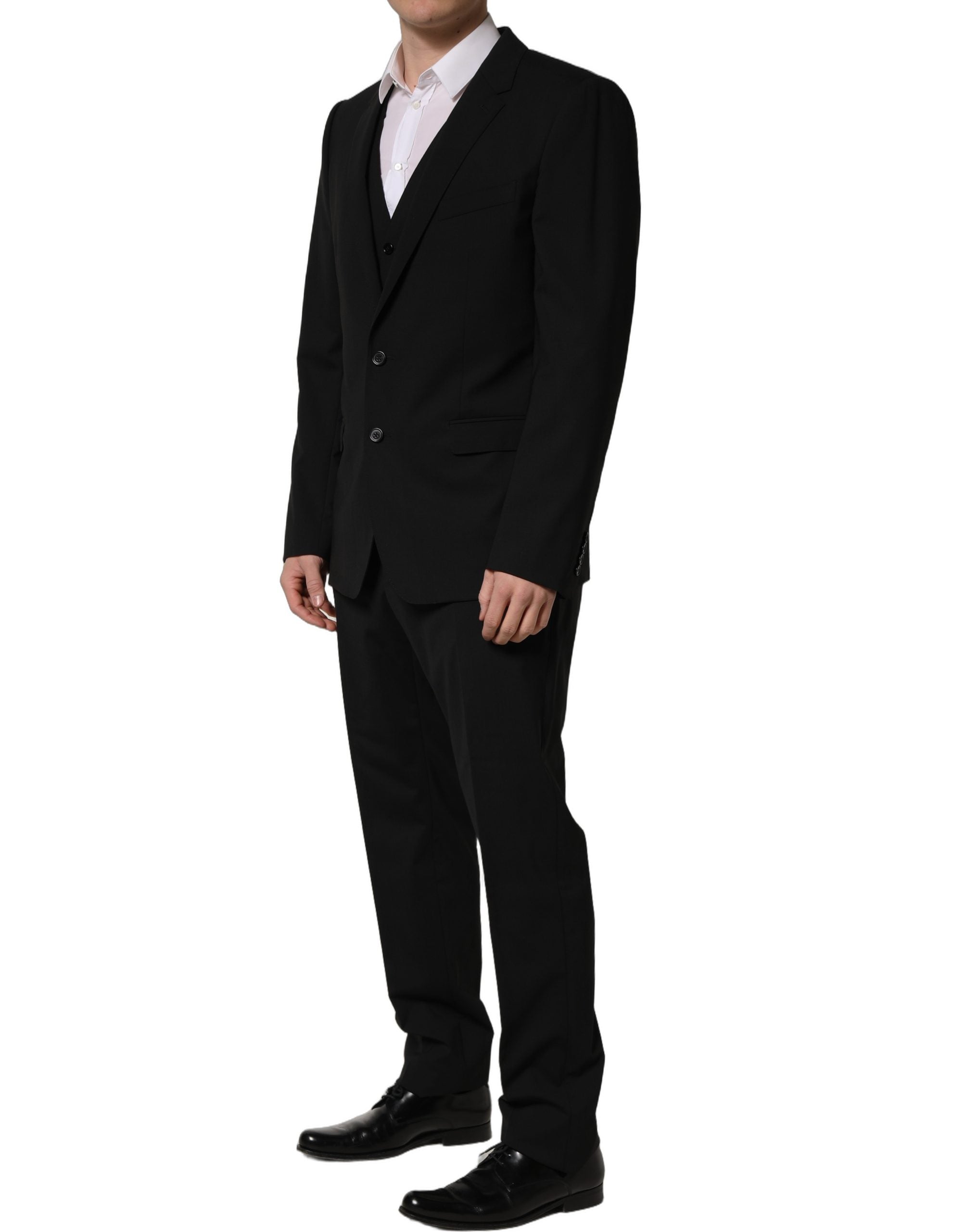 Dolce & Gabbana Schwarzer Woll-Anzug im Slim Fit-Stil, 3-teilig für Herren-8