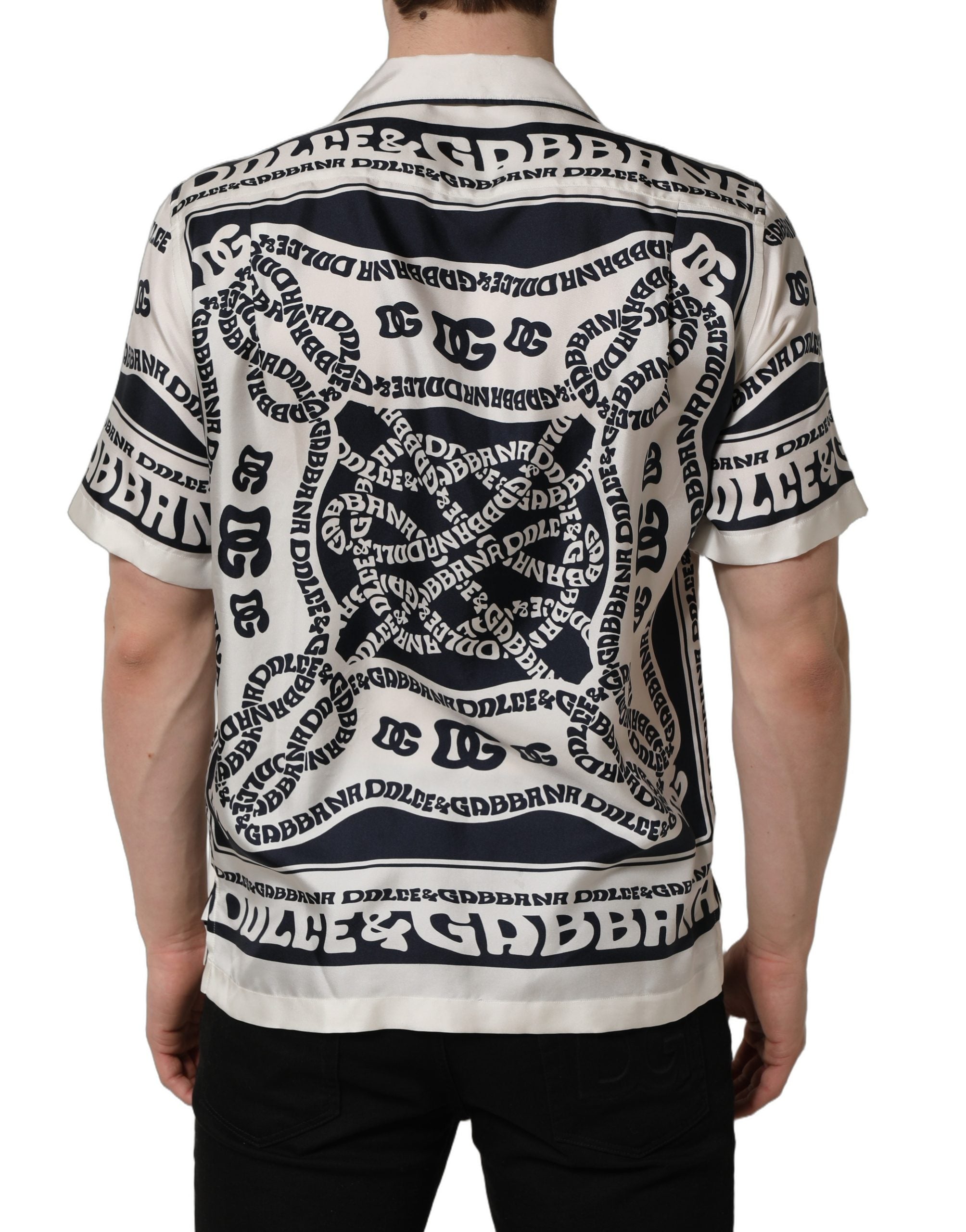 Dolce & Gabbana Kurzarmhemd mit schwarzem und weißem Logo-Bandana-Print-5