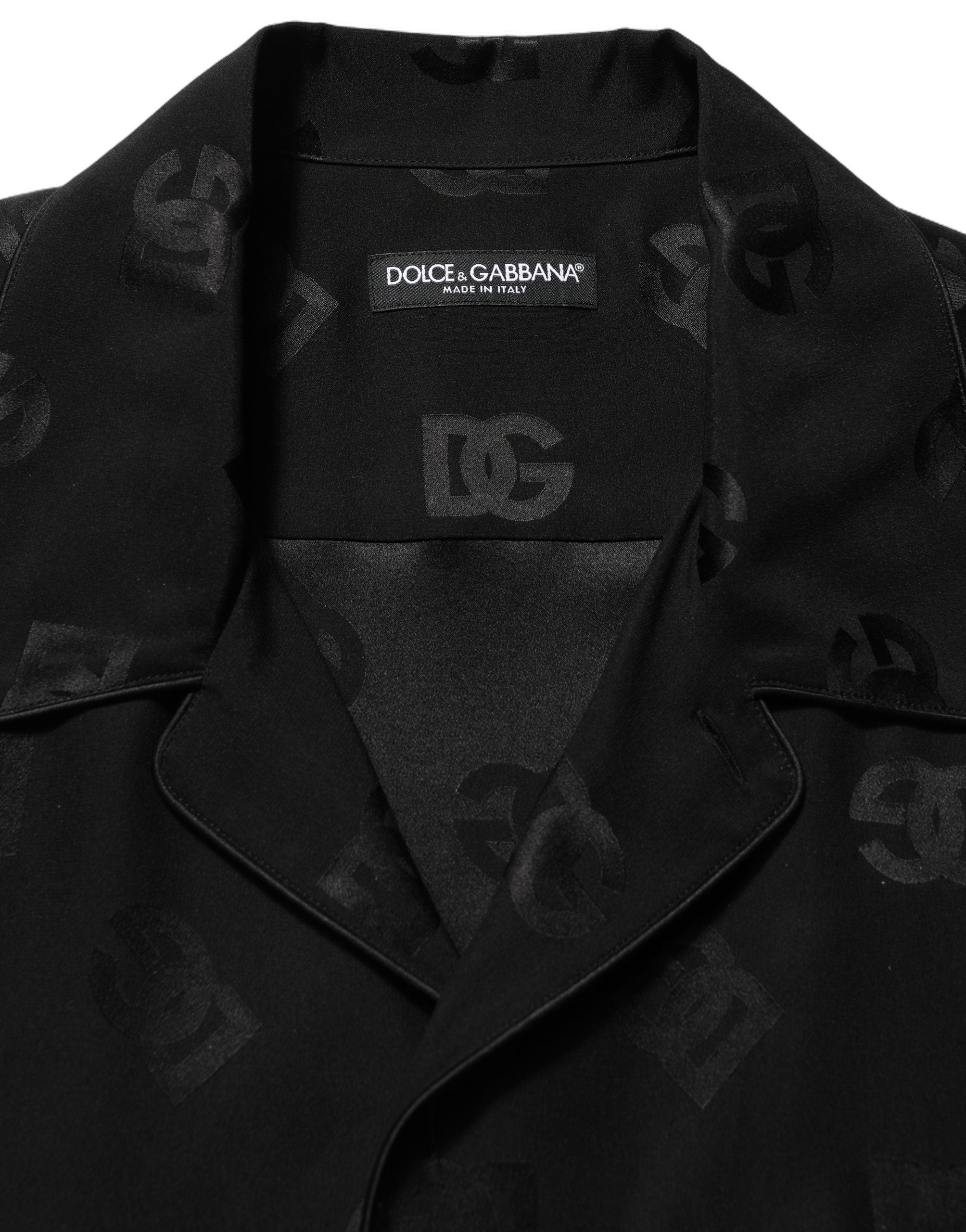 Dolce & Gabbana Herrenhemd mit kurzen Ärmeln und schwarzem Logo-Monogramm-6