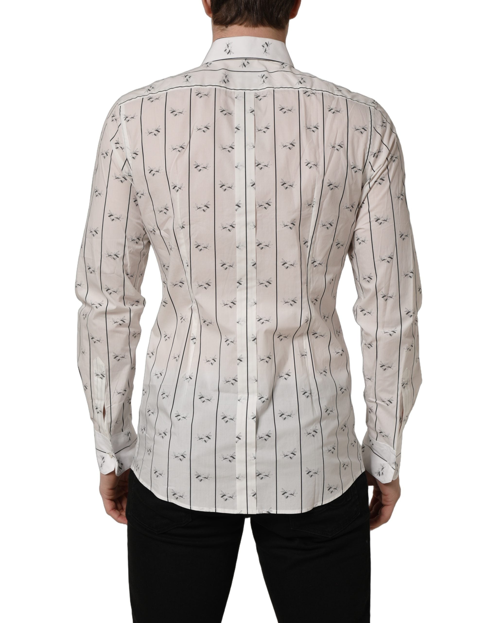 Dolce & Gabbana Weißes Baumwollhemd mit Bienenprint, GOLD Fit-5