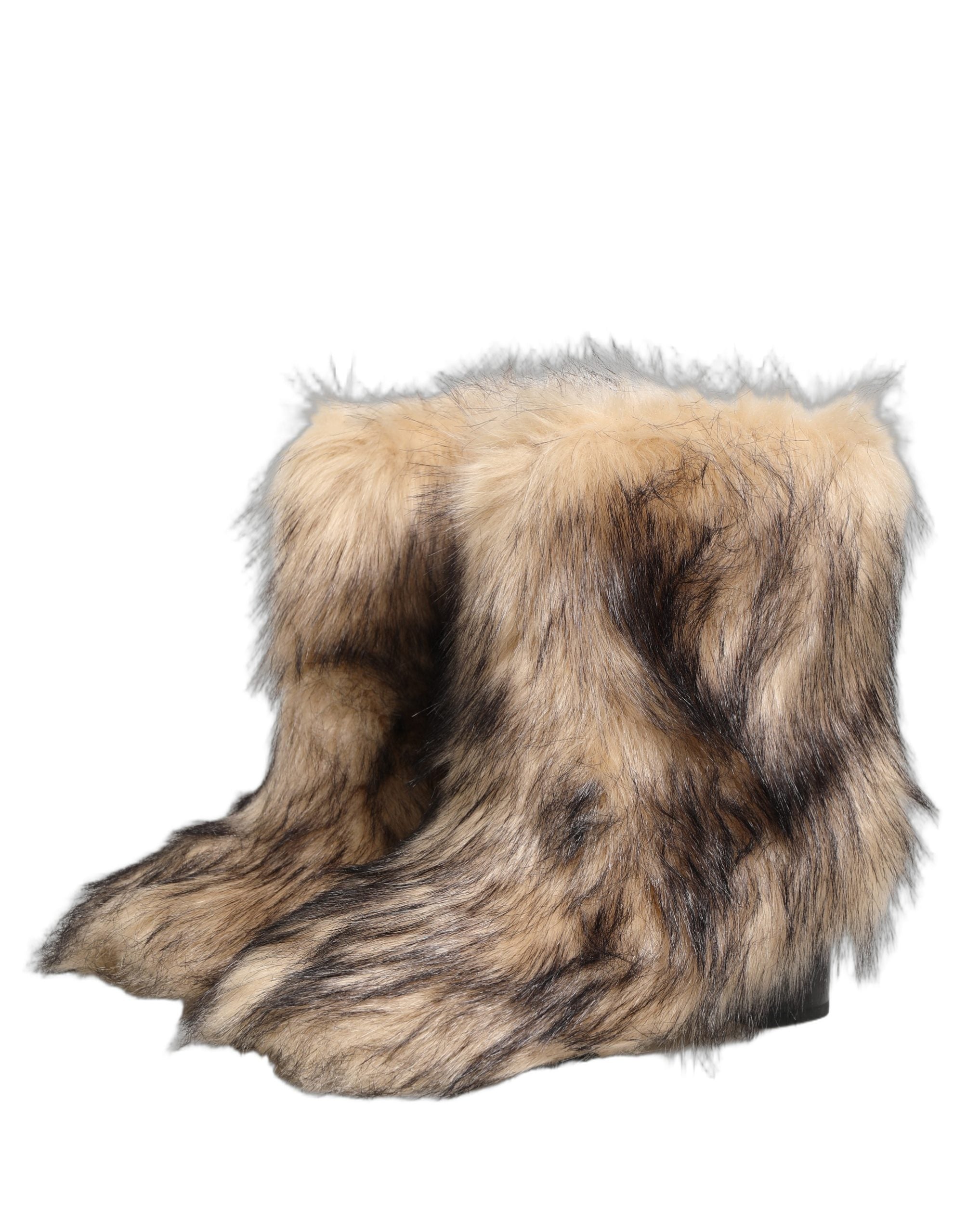 Dolce & Gabbana Braune Herren-Stiefel aus Kunstpelz, mittellang-4