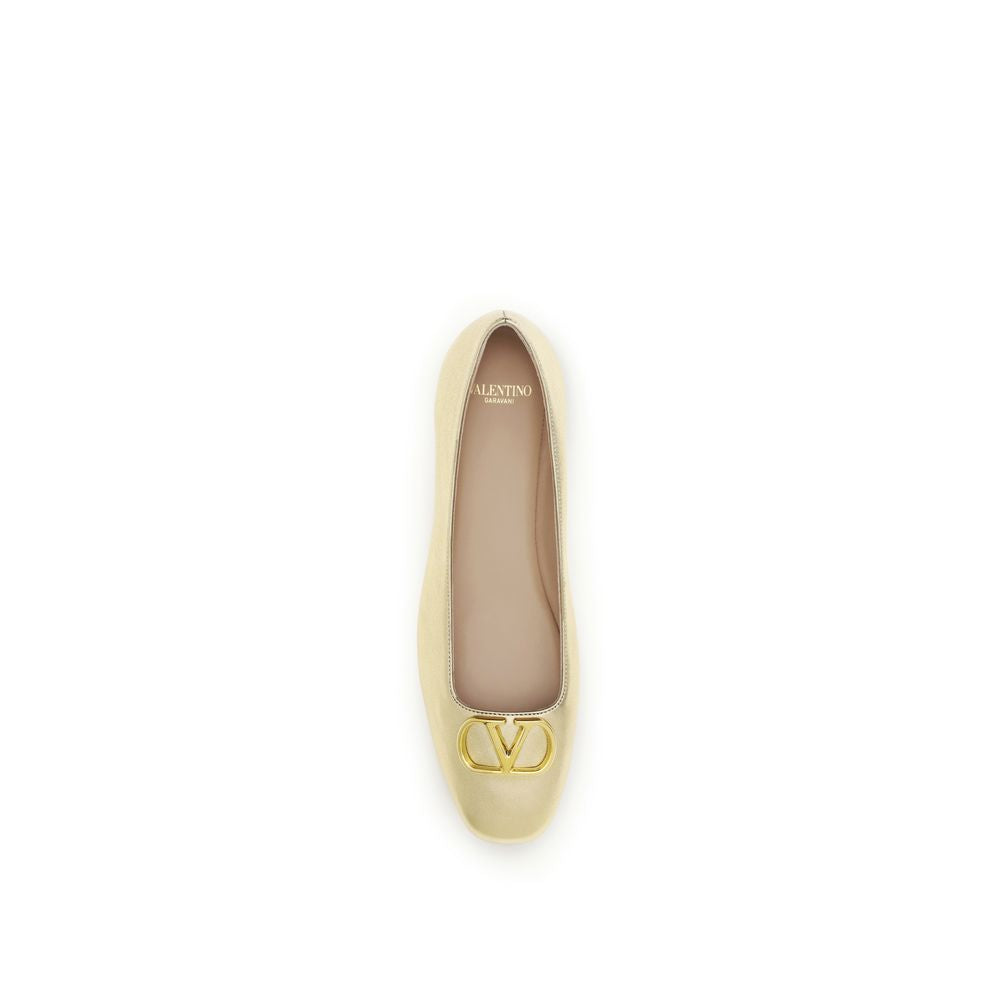 Valentino Garavani Ballerinas aus goldenem Nappa-Leder / Kalbsleder-4