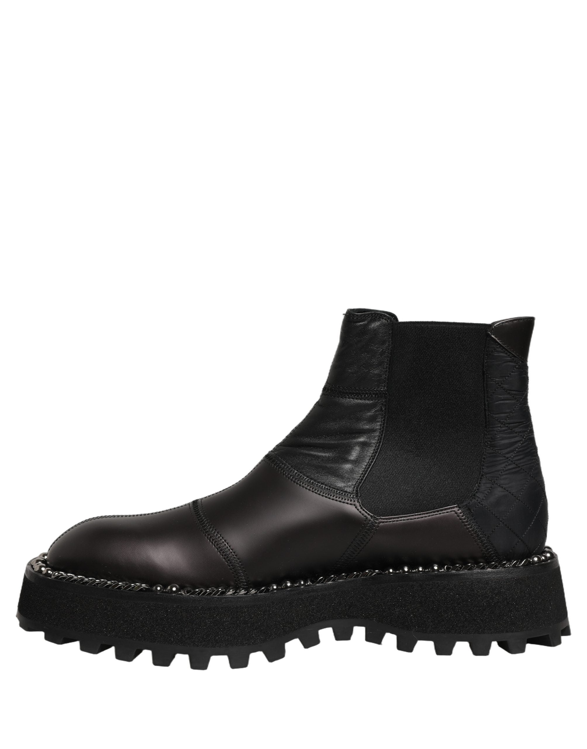 Dolce & Gabbana Schwarze Chelsea Boots aus Leder, Slip-On-Herrenschuhe-2