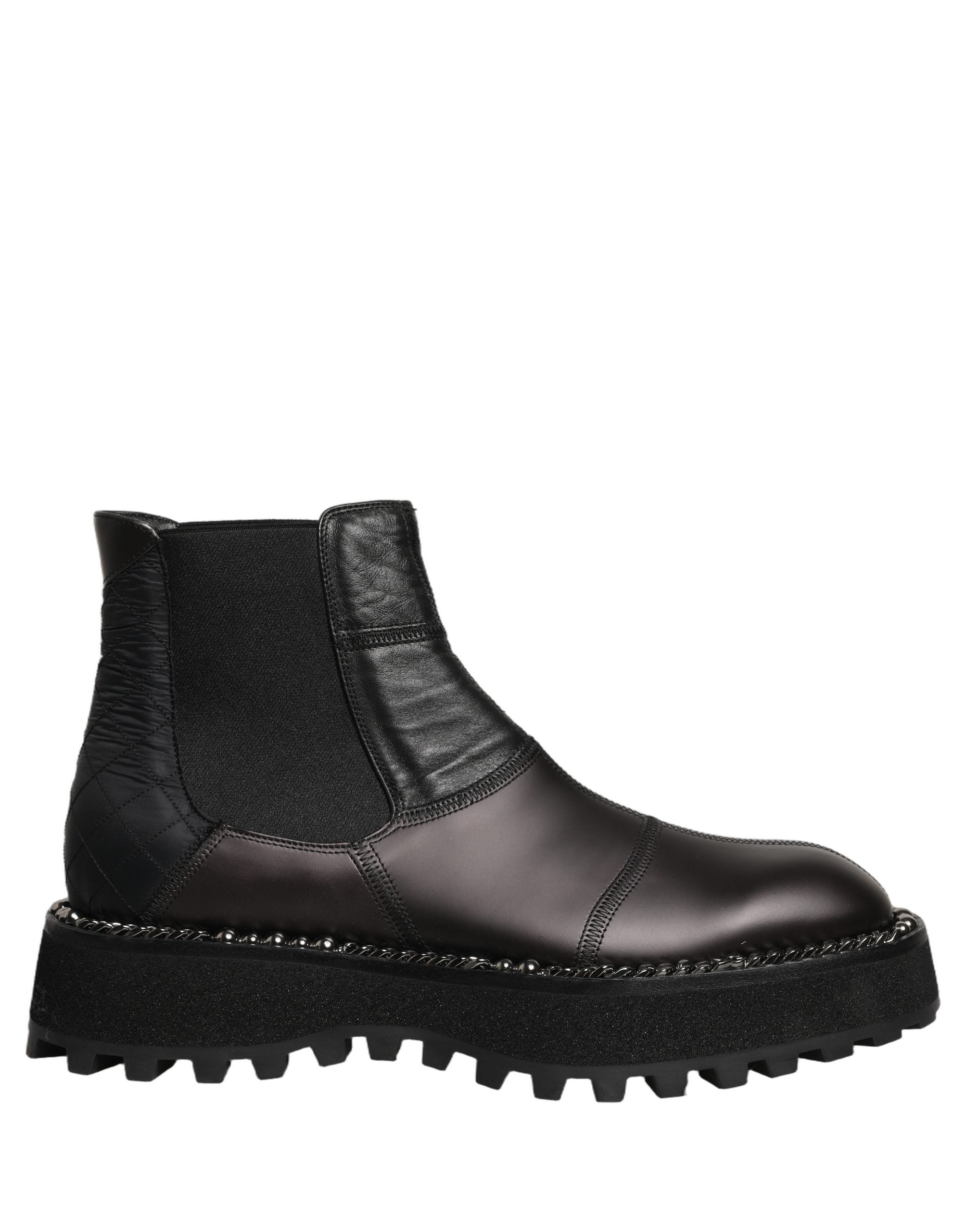 Dolce & Gabbana Schwarze Chelsea Boots aus Leder, Slip-On-Herrenschuhe-4
