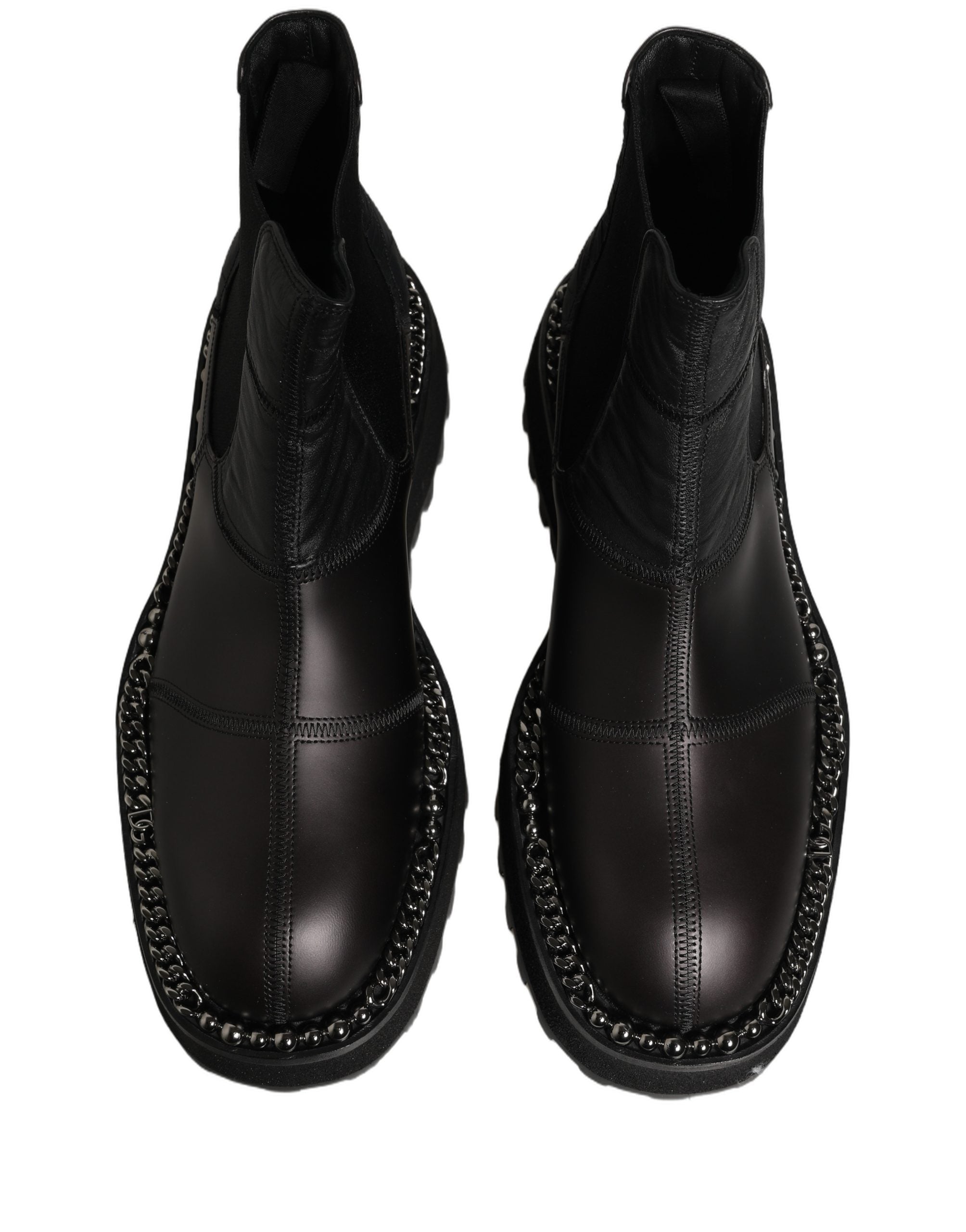 Dolce & Gabbana Schwarze Chelsea Boots aus Leder, Slip-On-Herrenschuhe-7