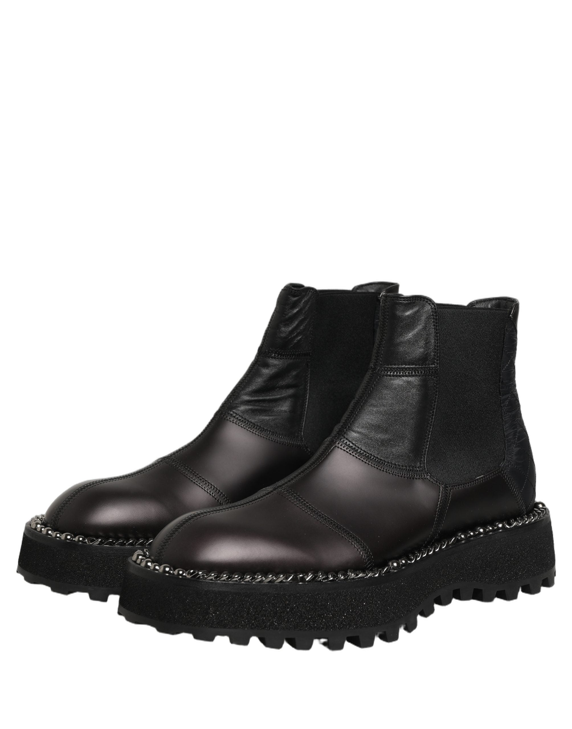 Dolce & Gabbana Schwarze Chelsea Boots aus Leder, Slip-On-Herrenschuhe-8