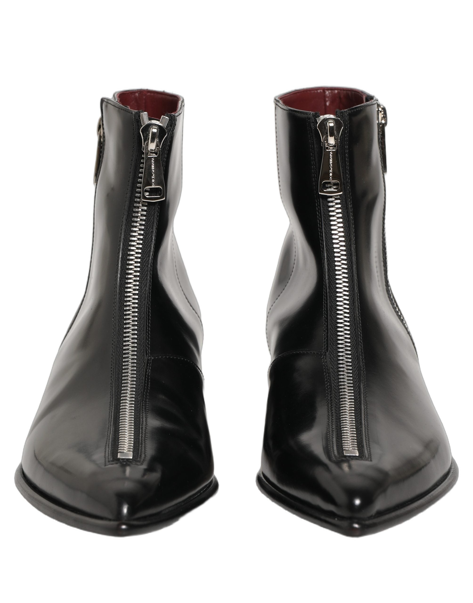 Dolce & Gabbana Schwarze Leder Reißverschluss Stiefel Mittelhoch Herren Schuhe-2