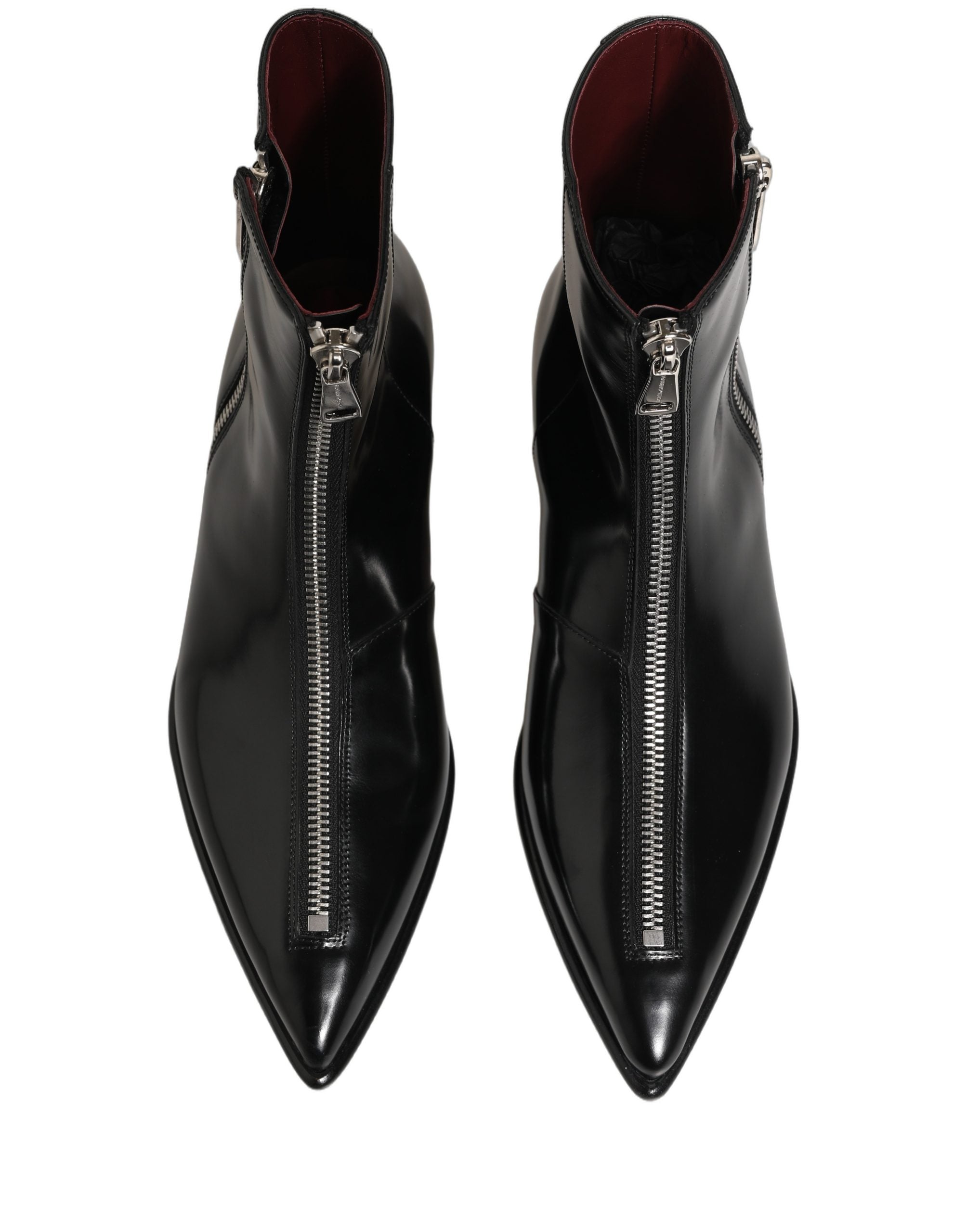 Dolce & Gabbana Schwarze Leder Reißverschluss Stiefel Mittelhoch Herren Schuhe-3