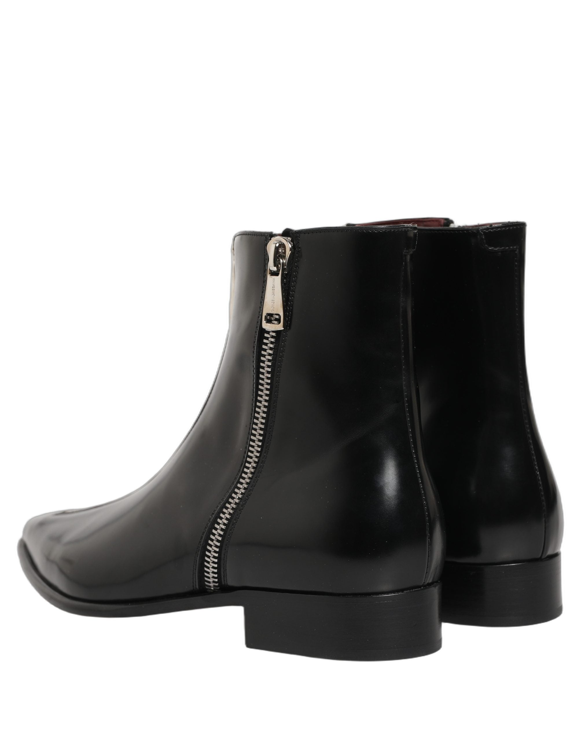 Dolce & Gabbana Schwarze Leder Reißverschluss Stiefel Mittelhoch Herren Schuhe-6