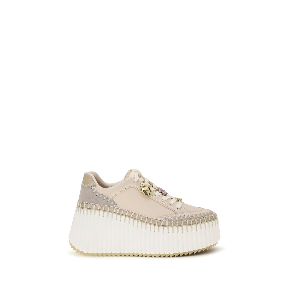 Chloé Beige Kalbsleder Bos Taurus Plateau-Sneaker-1