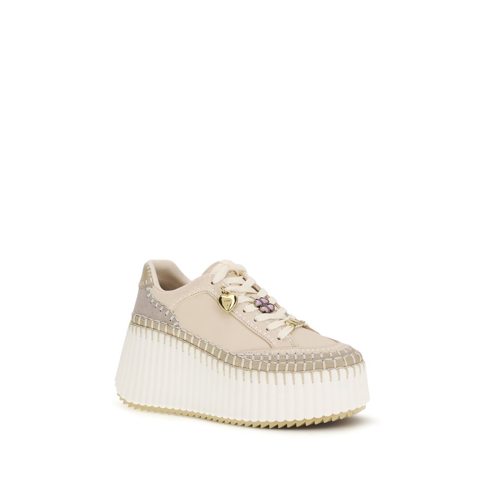 Chloé Beige Kalbsleder Bos Taurus Plateau-Sneaker-2