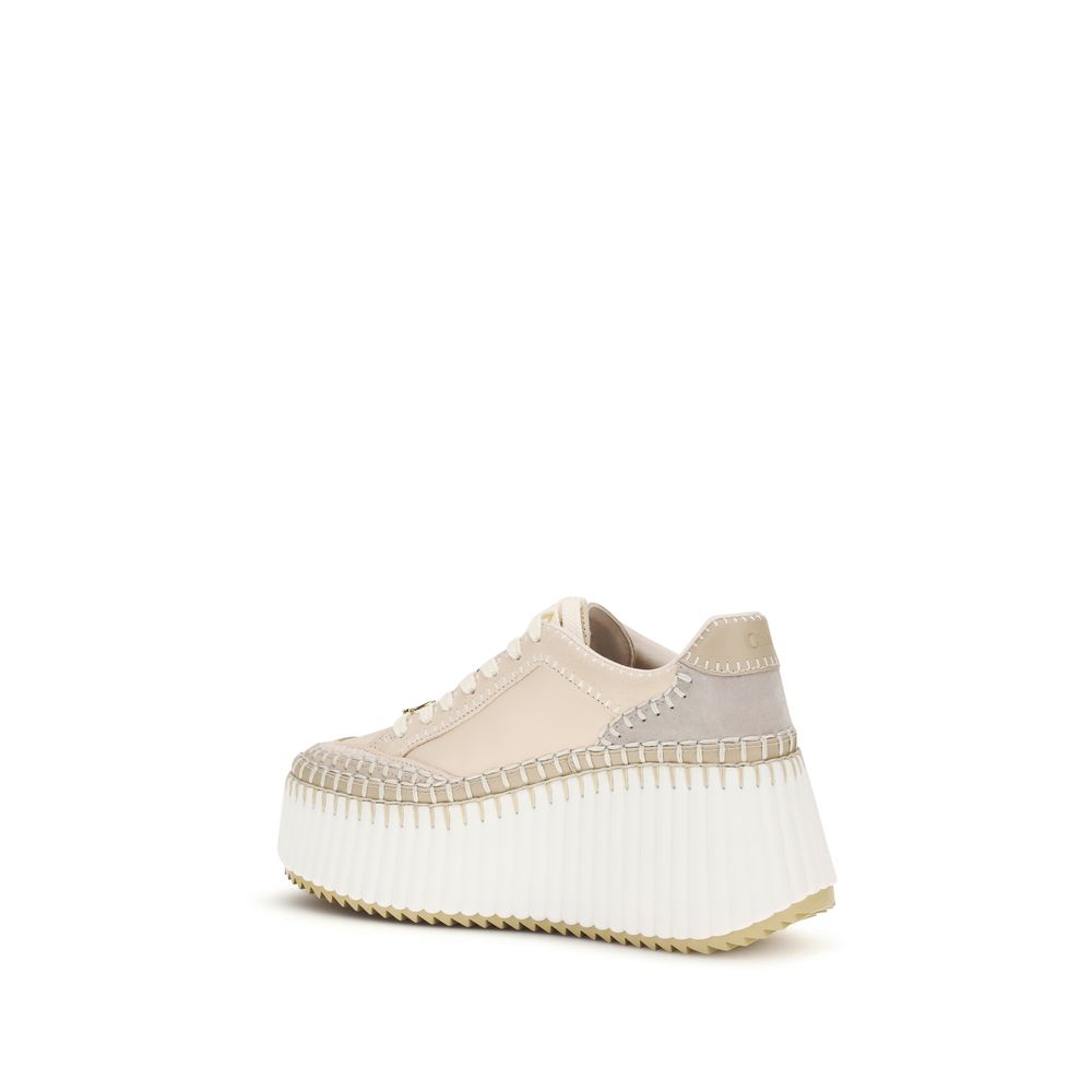 Chloé Beige Kalbsleder Bos Taurus Plateau-Sneaker-3