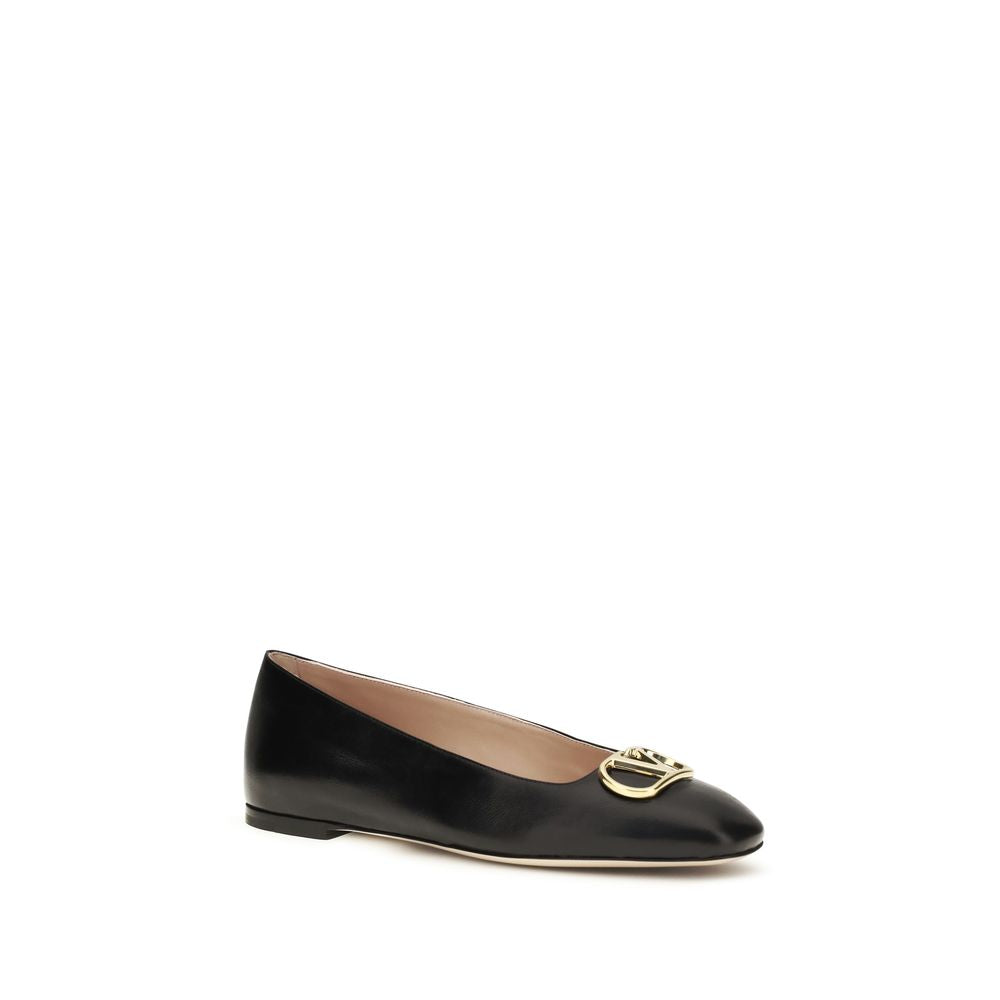 Valentino Garavani Schwarze Ballerinas aus Kalbsleder Bos Taurus-2