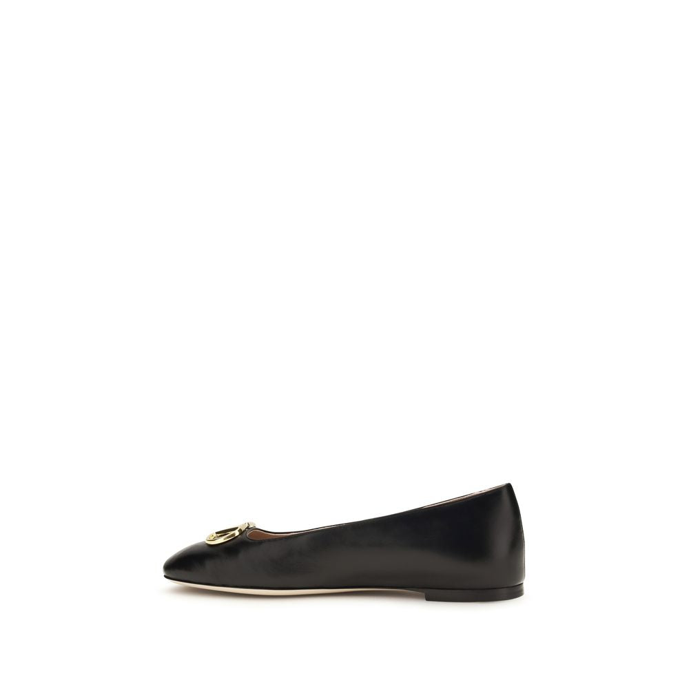 Valentino Garavani Schwarze Ballerinas aus Kalbsleder Bos Taurus-3