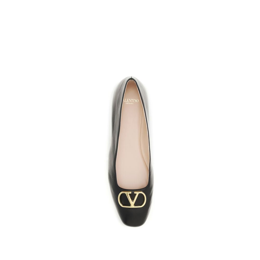 Valentino Garavani Schwarze Ballerinas aus Kalbsleder Bos Taurus-4