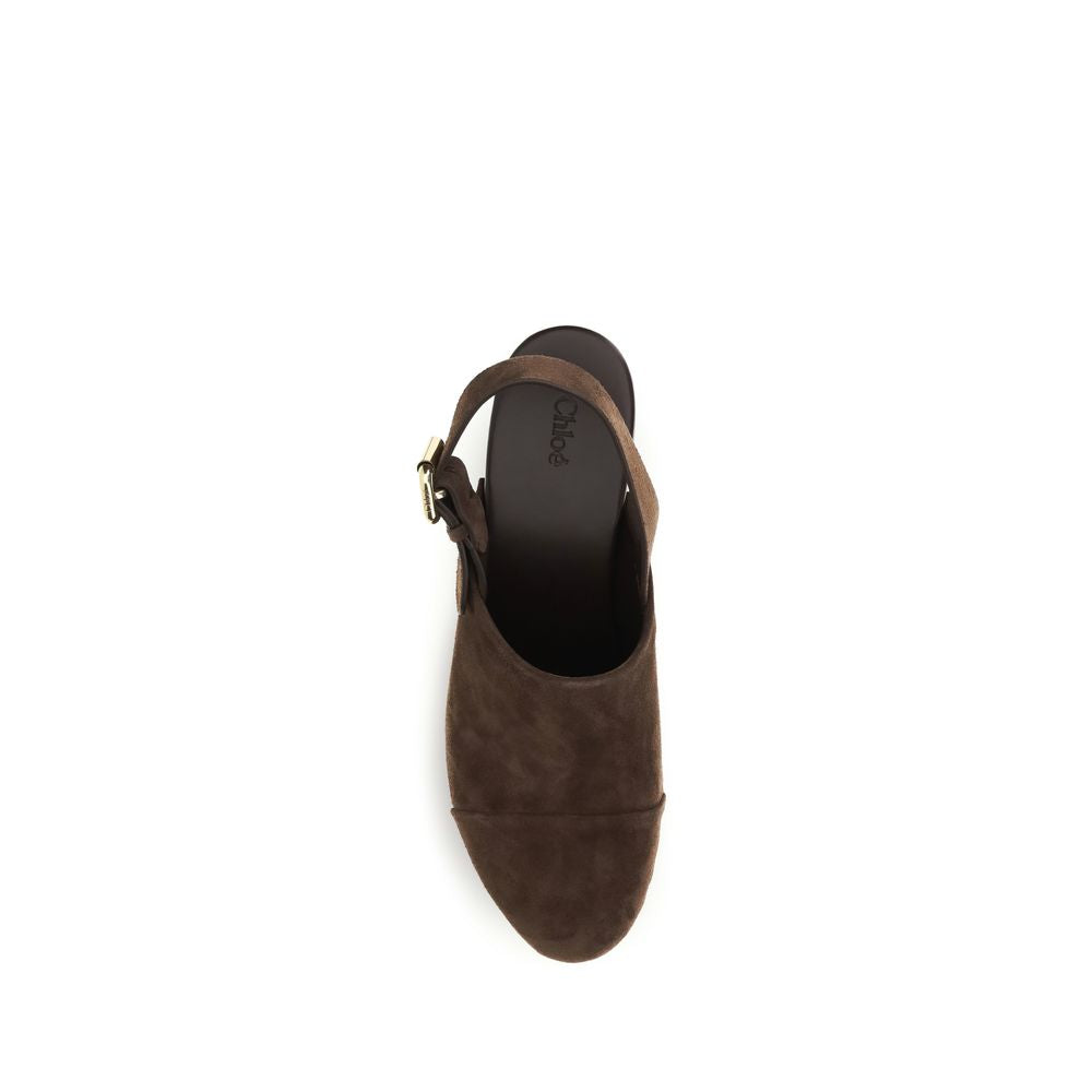 Chloé Braune Kalbsleder Bos Taurus Clogs-4