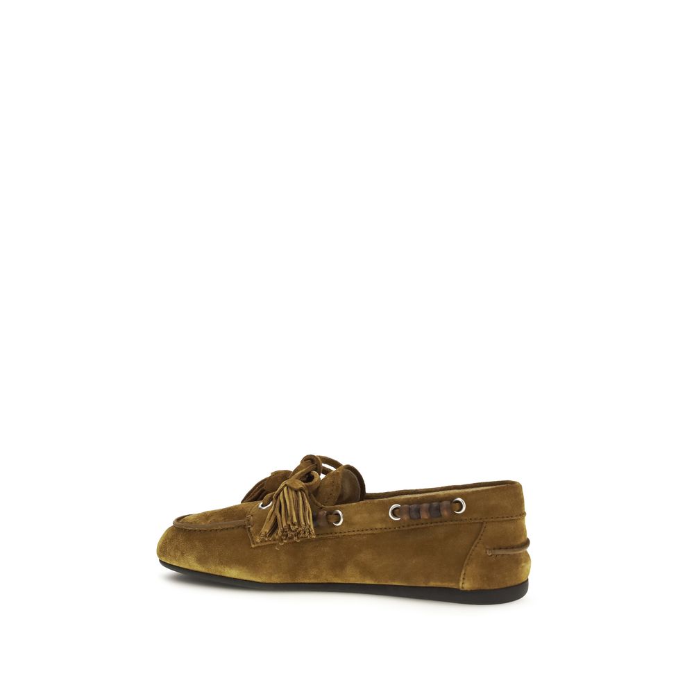 Miu Miu Beige Kalbsleder Bos Taurus Slipper-Loafer-3